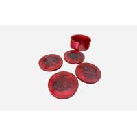 Rode Onderzetters Set – Handgemaakte Resin Coasters met Luxe Marmer Effect – Set van 4 + Houder